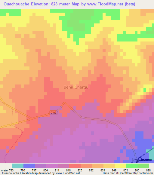 Ouachouache,Algeria Elevation Map