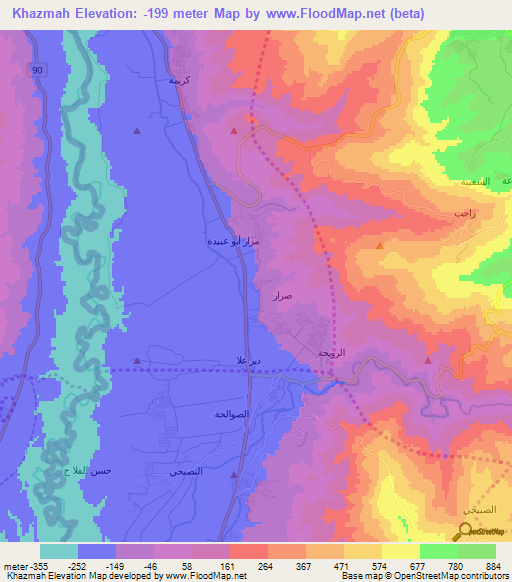 Khazmah,Jordan Elevation Map