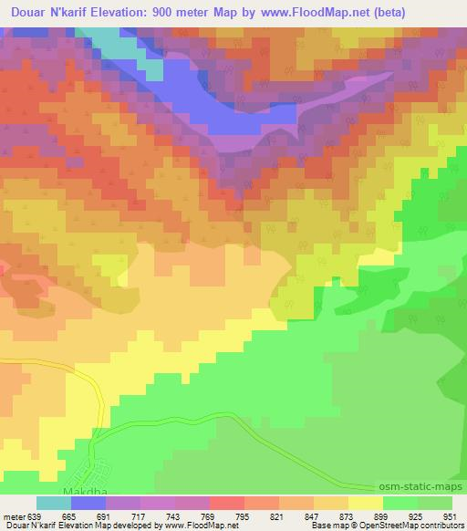Douar N'karif,Algeria Elevation Map