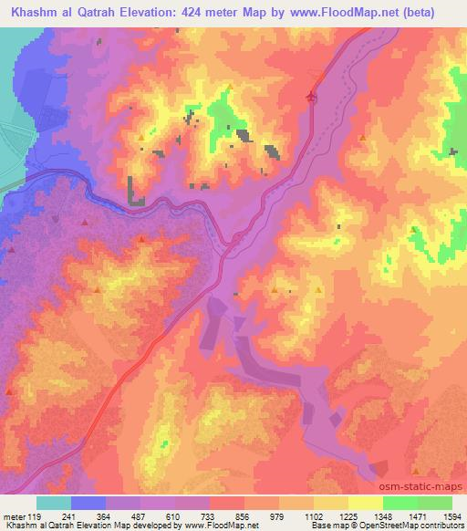 Khashm al Qatrah,Jordan Elevation Map