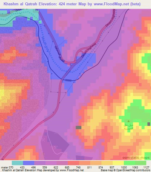 Khashm al Qatrah,Jordan Elevation Map