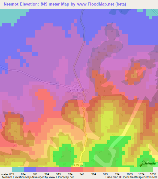 Nesmot,Algeria Elevation Map