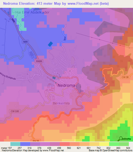Nedroma,Algeria Elevation Map