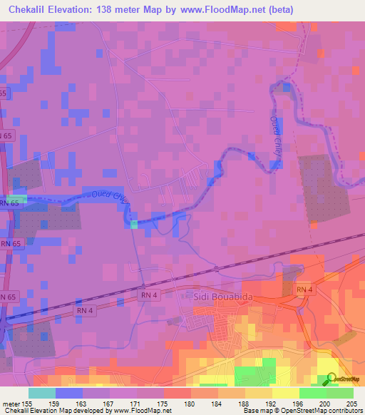 Chekalil,Algeria Elevation Map