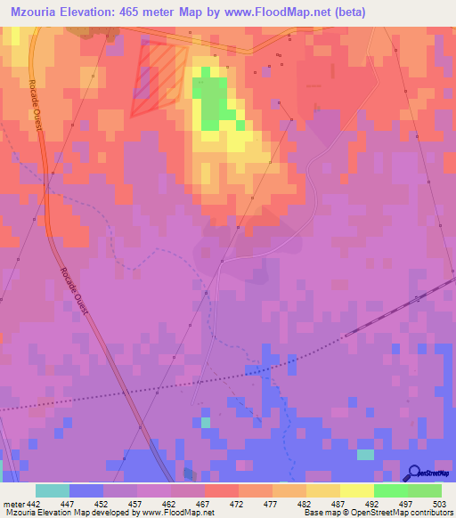 Mzouria,Algeria Elevation Map