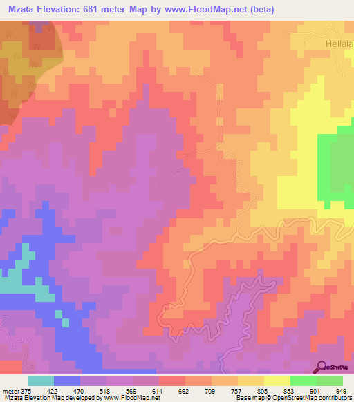 Mzata,Algeria Elevation Map