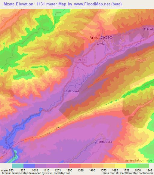 Mzata,Algeria Elevation Map