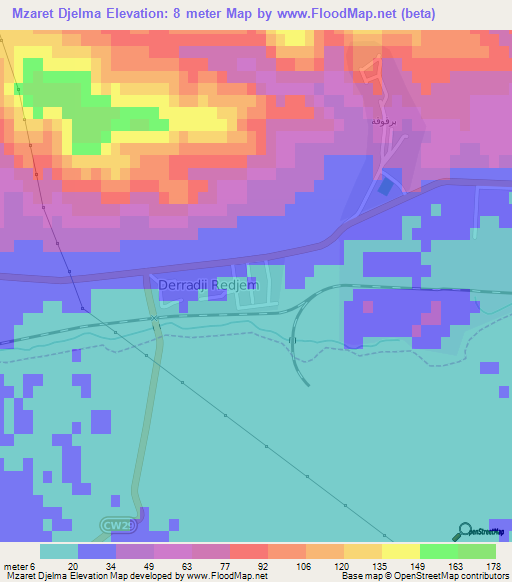 Mzaret Djelma,Algeria Elevation Map