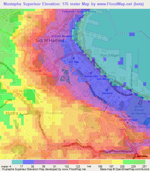 Mustapha Superieur,Algeria Elevation Map