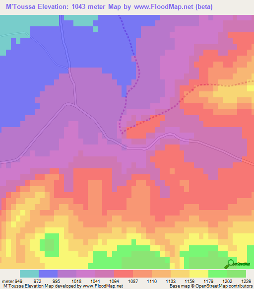 M'Toussa,Algeria Elevation Map