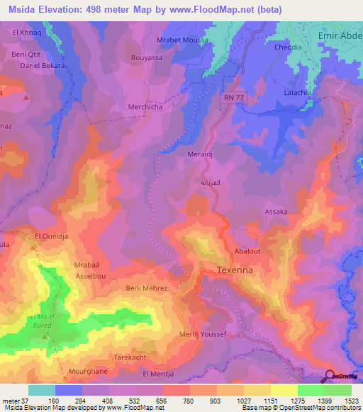 Msida,Algeria Elevation Map
