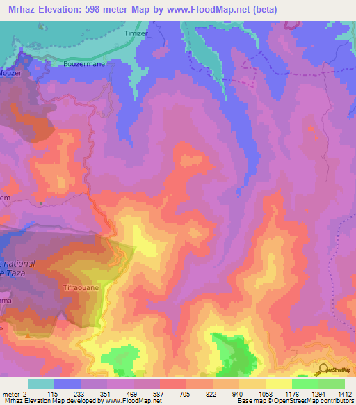 Mrhaz,Algeria Elevation Map