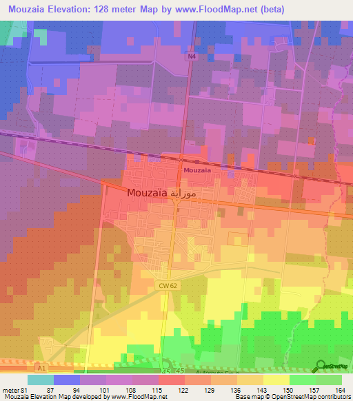 Mouzaia,Algeria Elevation Map