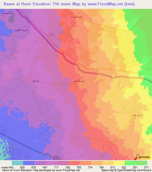 Kawm al Humr,Jordan Elevation Map