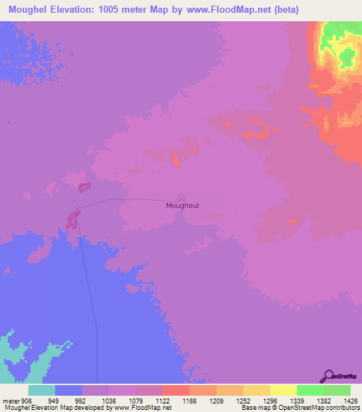 Moughel,Algeria Elevation Map