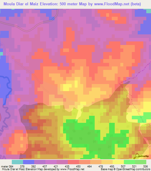 Moula Diar el Maiz,Algeria Elevation Map