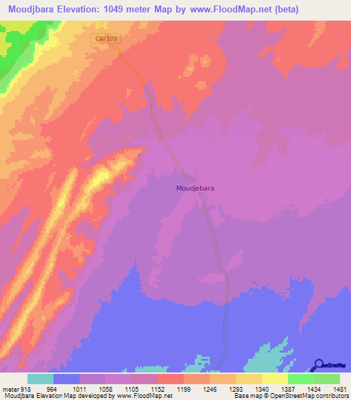 Moudjbara,Algeria Elevation Map
