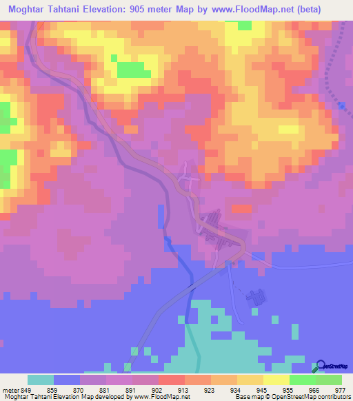 Moghtar Tahtani,Algeria Elevation Map