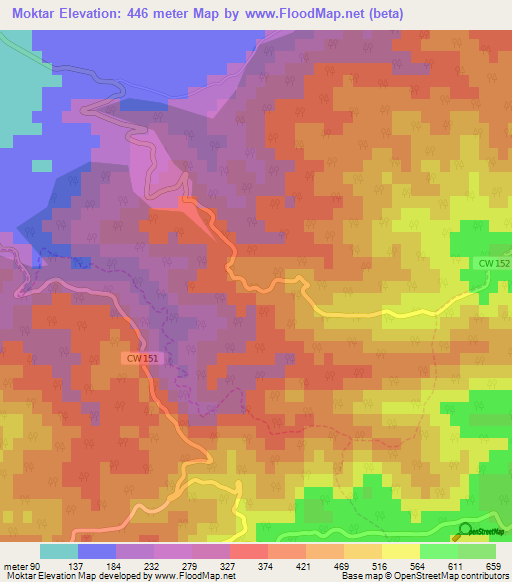 Moktar,Algeria Elevation Map