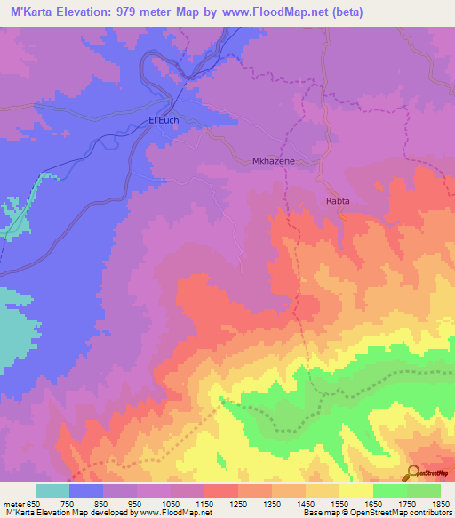 M'Karta,Algeria Elevation Map