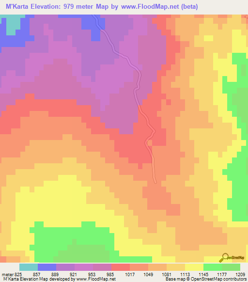 M'Karta,Algeria Elevation Map