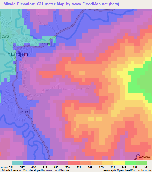 Mkada,Algeria Elevation Map