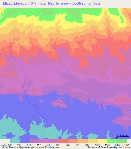 Mizab,Algeria Elevation Map