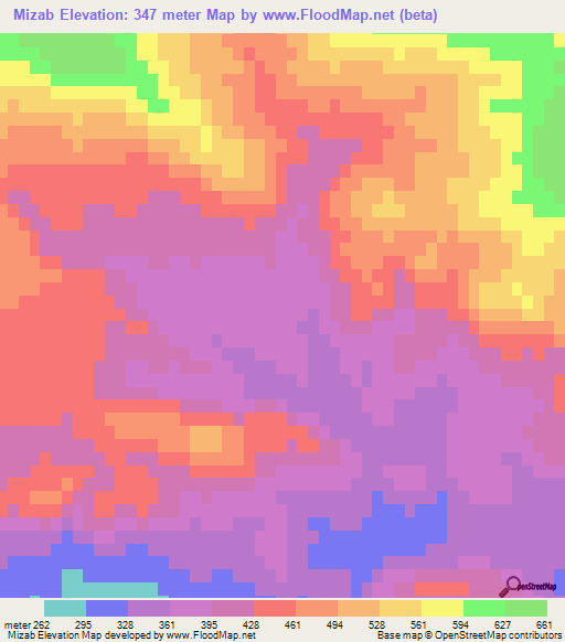 Mizab,Algeria Elevation Map