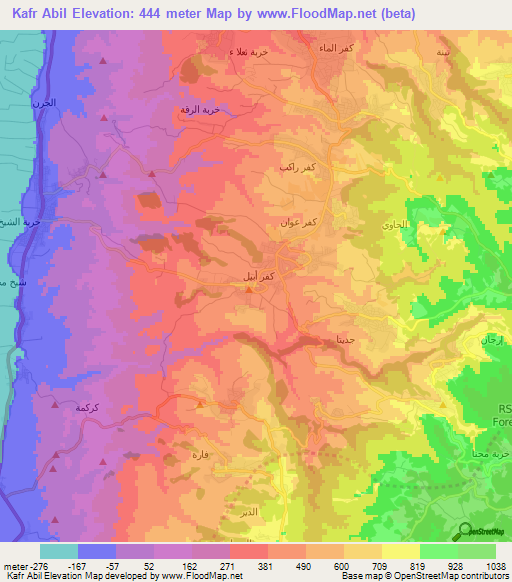 Kafr Abil,Jordan Elevation Map