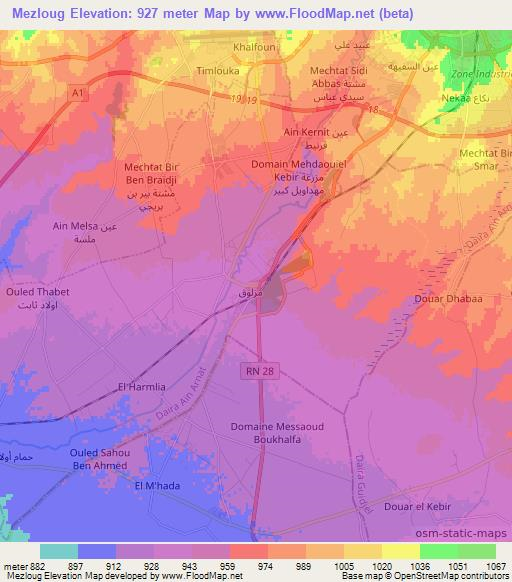 Mezloug,Algeria Elevation Map