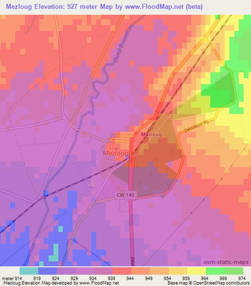 Mezloug,Algeria Elevation Map