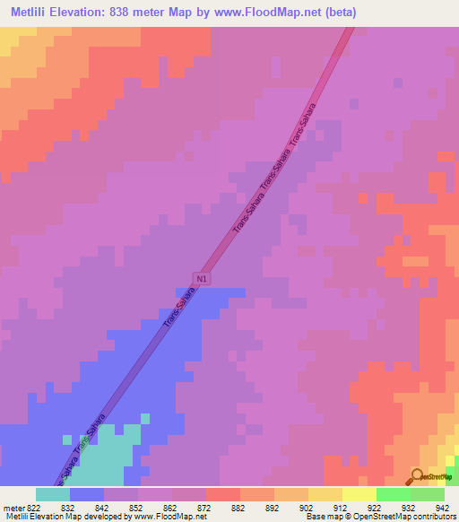 Metlili,Algeria Elevation Map
