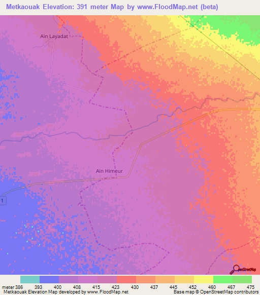 Metkaouak,Algeria Elevation Map