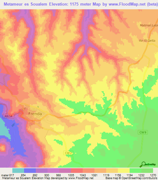 Metameur es Soualem,Algeria Elevation Map