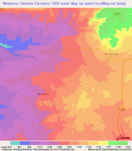 Metameur Dehalsa,Algeria Elevation Map