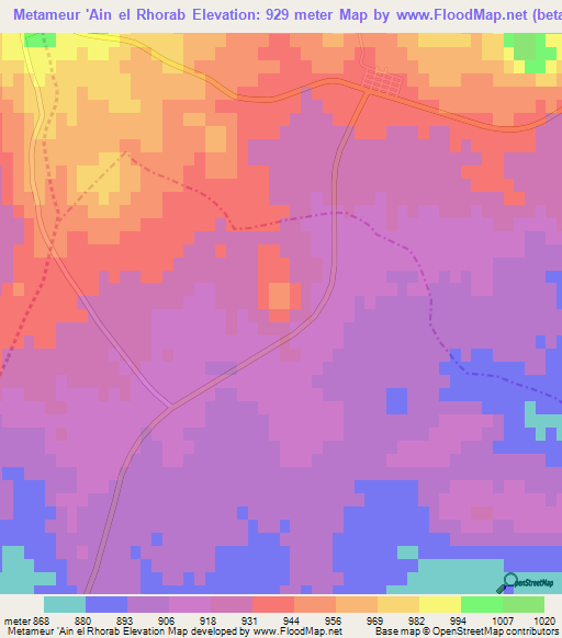 Metameur 'Ain el Rhorab,Algeria Elevation Map