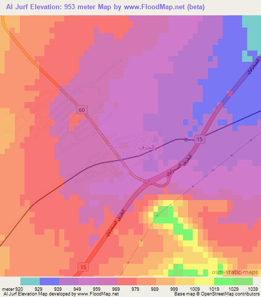 Al Jurf,Jordan Elevation Map