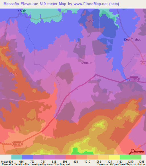 Messafta,Algeria Elevation Map