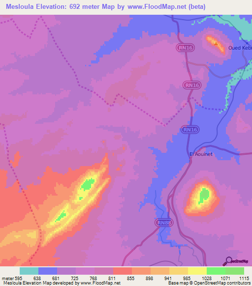 Mesloula,Algeria Elevation Map