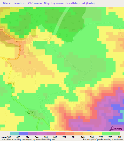 Mers,Algeria Elevation Map
