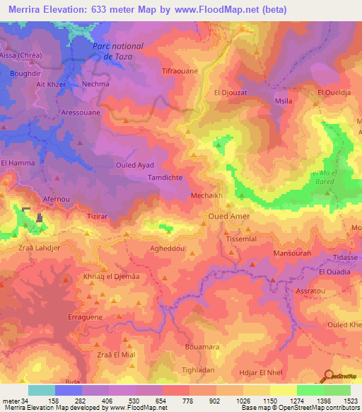 Merrira,Algeria Elevation Map