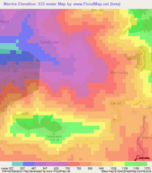 Merrira,Algeria Elevation Map