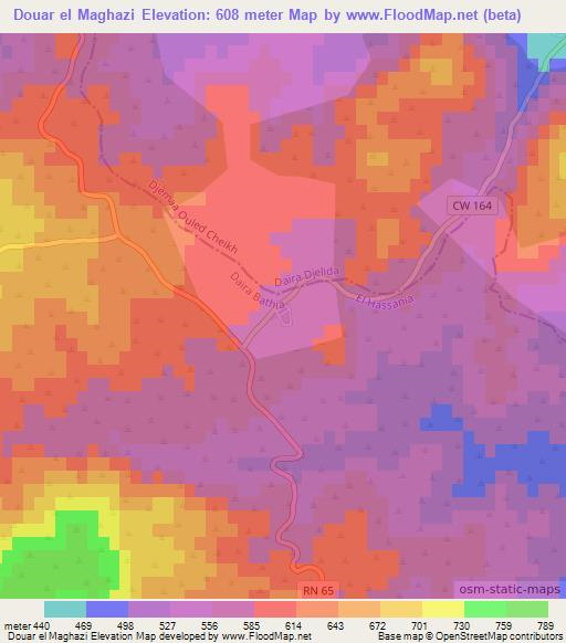 Douar el Maghazi,Algeria Elevation Map