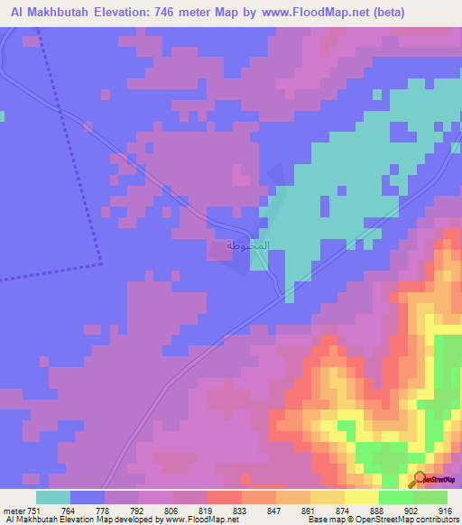 Al Makhbutah,Syria Elevation Map