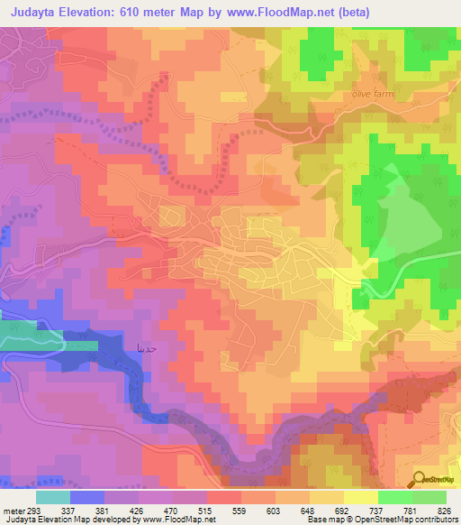 Judayta,Jordan Elevation Map