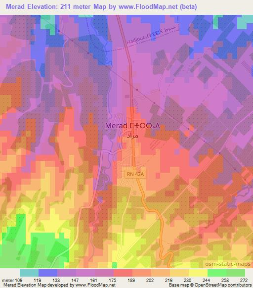 Merad,Algeria Elevation Map