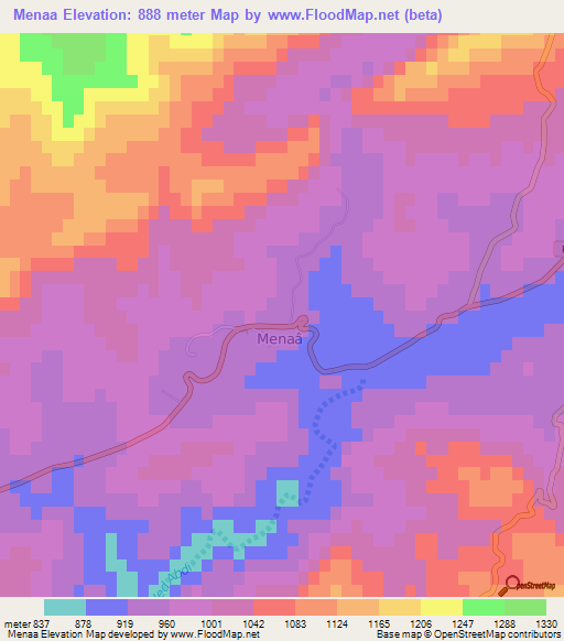 Menaa,Algeria Elevation Map