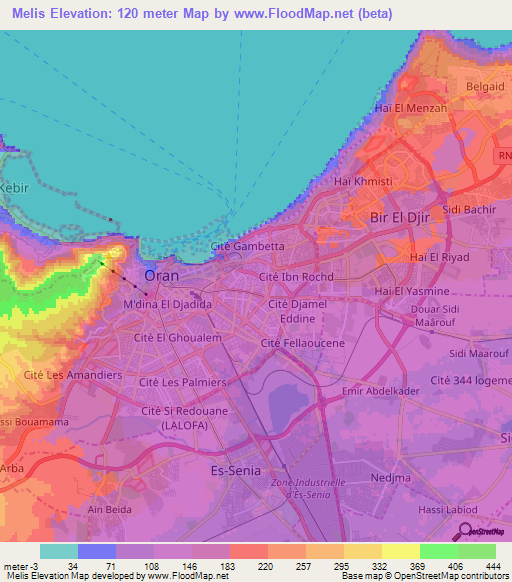 Melis,Algeria Elevation Map