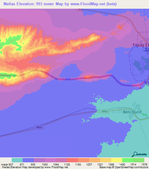 Melias,Algeria Elevation Map