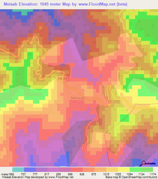 Melaab,Algeria Elevation Map